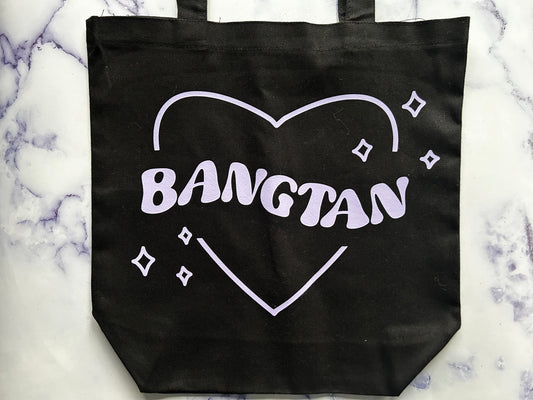 Bangtan Heart Black Tote Bag