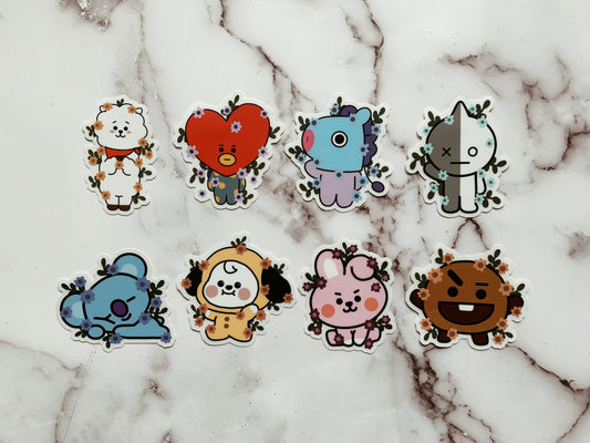 Floral BT21 Individual Character Stickers