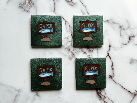 Super Tuna Square Resin Coasters